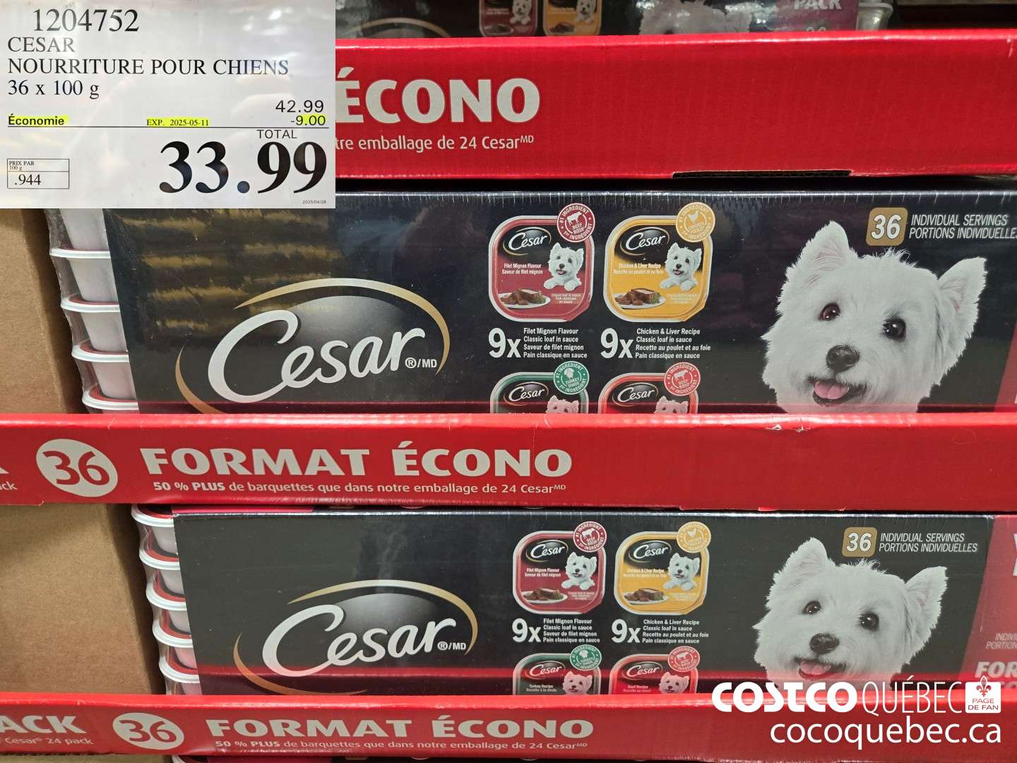 1204752 NOURRITURE POUR CHIENS 36 x 100 G ($9.00 INSTANT SAVINGS EXPIRES ON 2025-05-11) $33.99