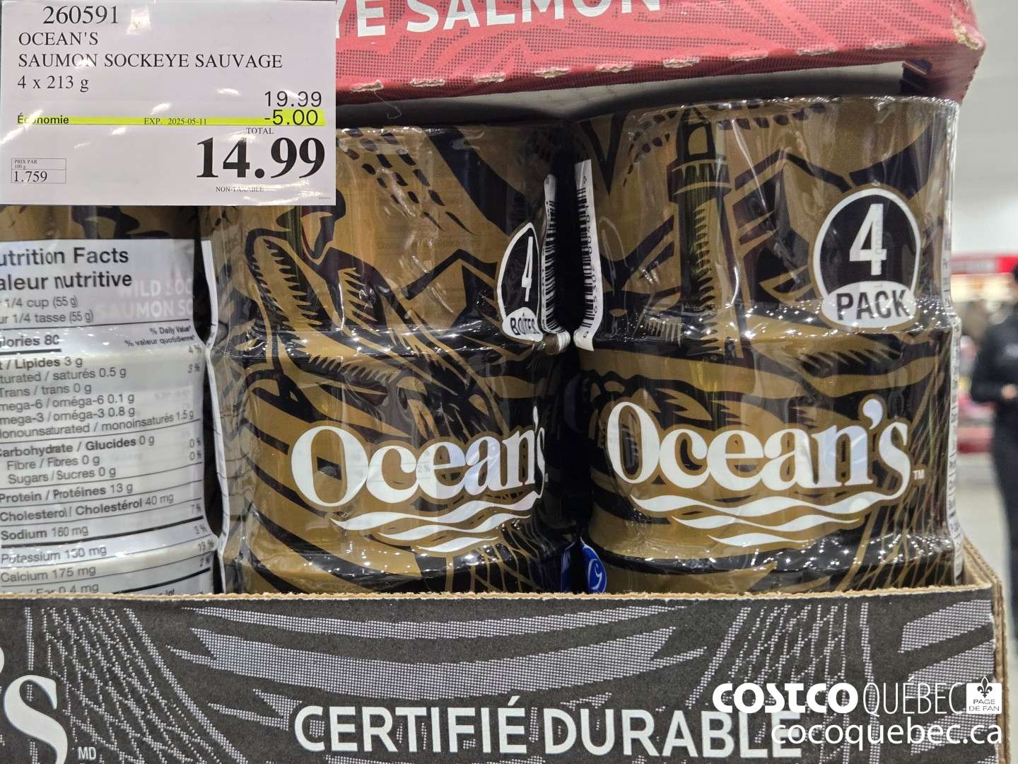 260591 OCEAN'S SAUMON SOCKEYE SAUVAGE 4x 213  ($5.00 INSTANT SAVINGS EXPIRES ON 2025-05-11) $14.99