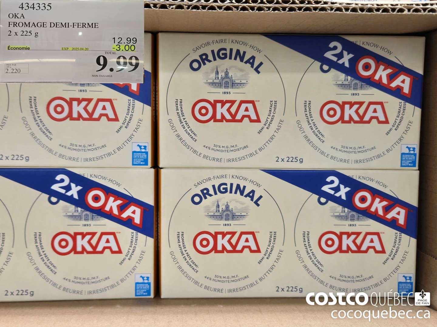 434335 OKA FROMAGE DEMI-FERME 2x 225g ($3.00 INSTANT SAVINGS EXPIRES ON 2025-04-20) $9.99