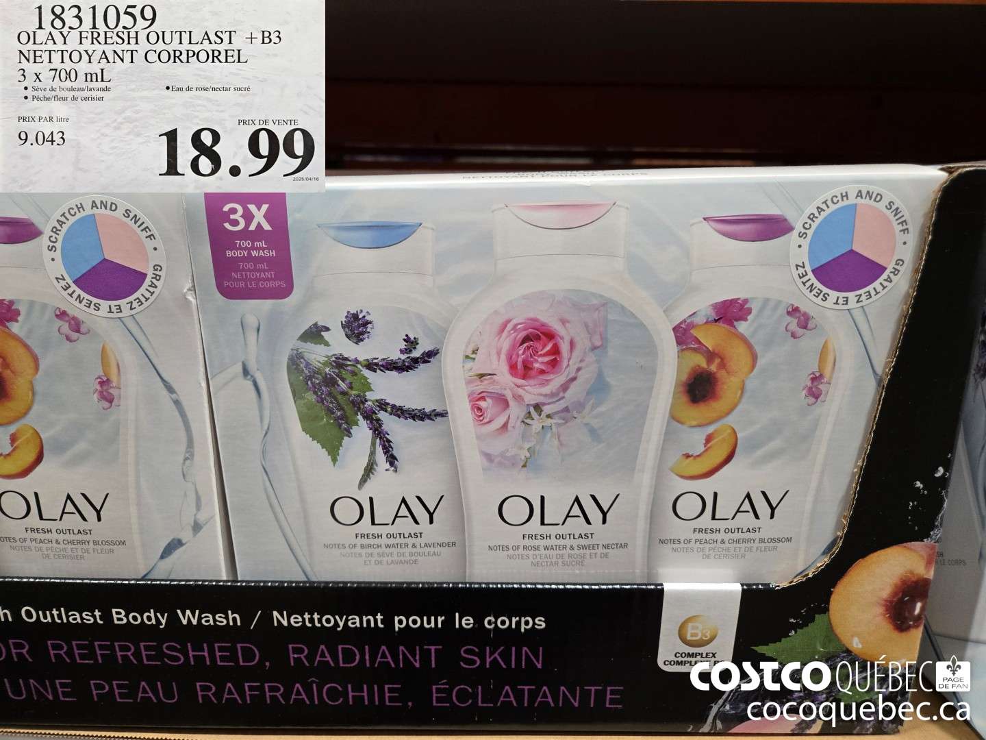1831059 OLAY FRESH OUTLAST +B3 NETTOYANT CORPOREL  $18.99