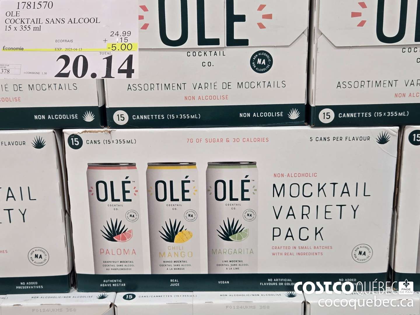 1781570 OLE COCKTAIL SANS ALCOOL 15 x 355 ml  ($5.00 INSTANT SAVINGS EXPIRES ON 2025-04-13) $20.14