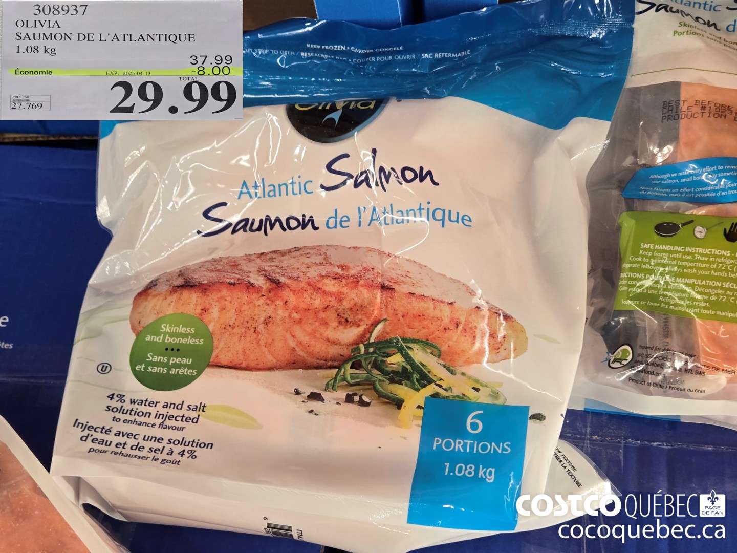 308937 OLIVIA SAUMON DE L'ATLANTIQUE 1.08 kg ($8.00 INSTANT SAVINGS EXPIRES ON 2025-04-13) $29.99