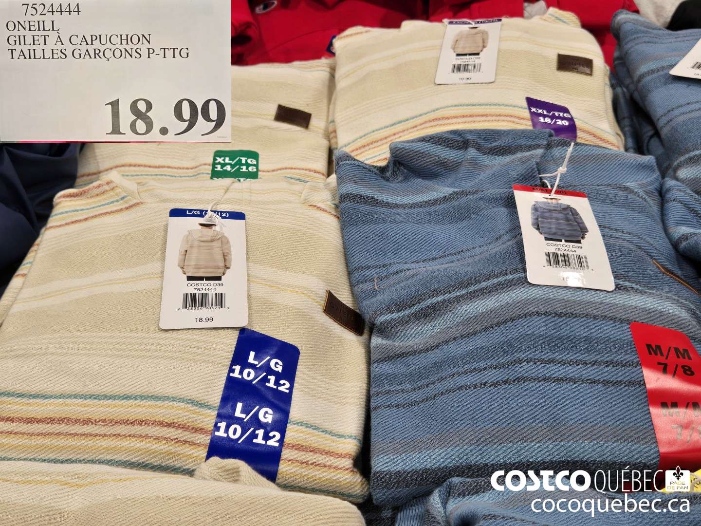 7524444 ONEILL GILET A CAPUCHON TAILLES GARCONS P-TTG  $18.99