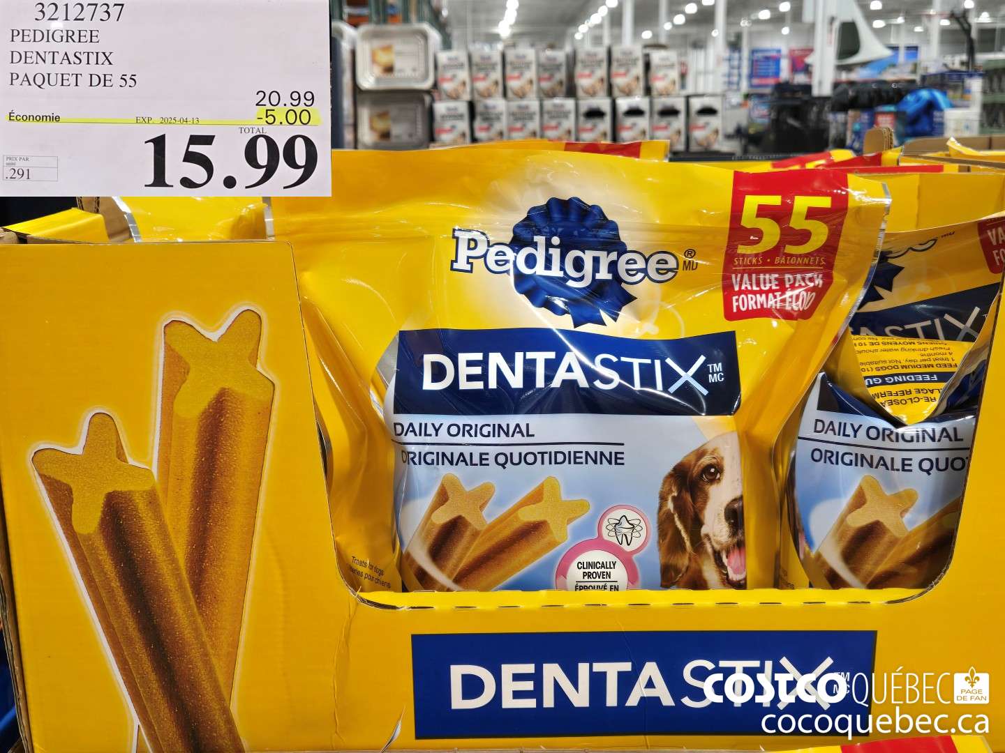 3212737 PEDIGREE DENTASTIX PAQUET DE 55 ($5.00 INSTANT SAVINGS EXPIRES ON 2025-04-13) $15.99