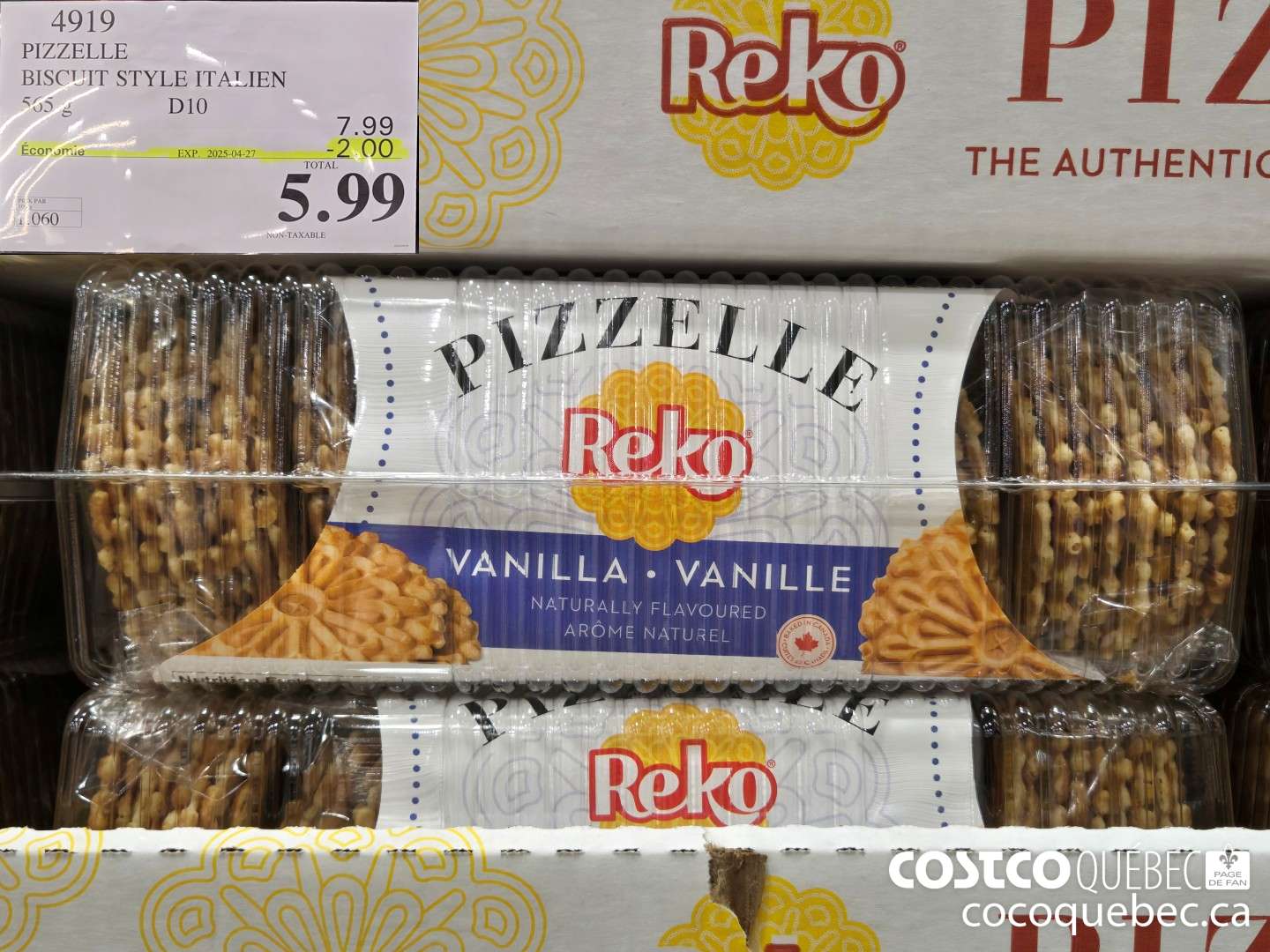 4919 PIZZELLE BISCUITS ITALIENS ($2.00 INSTANT SAVINGS EXPIRES ON 2025-04-27) $5.99