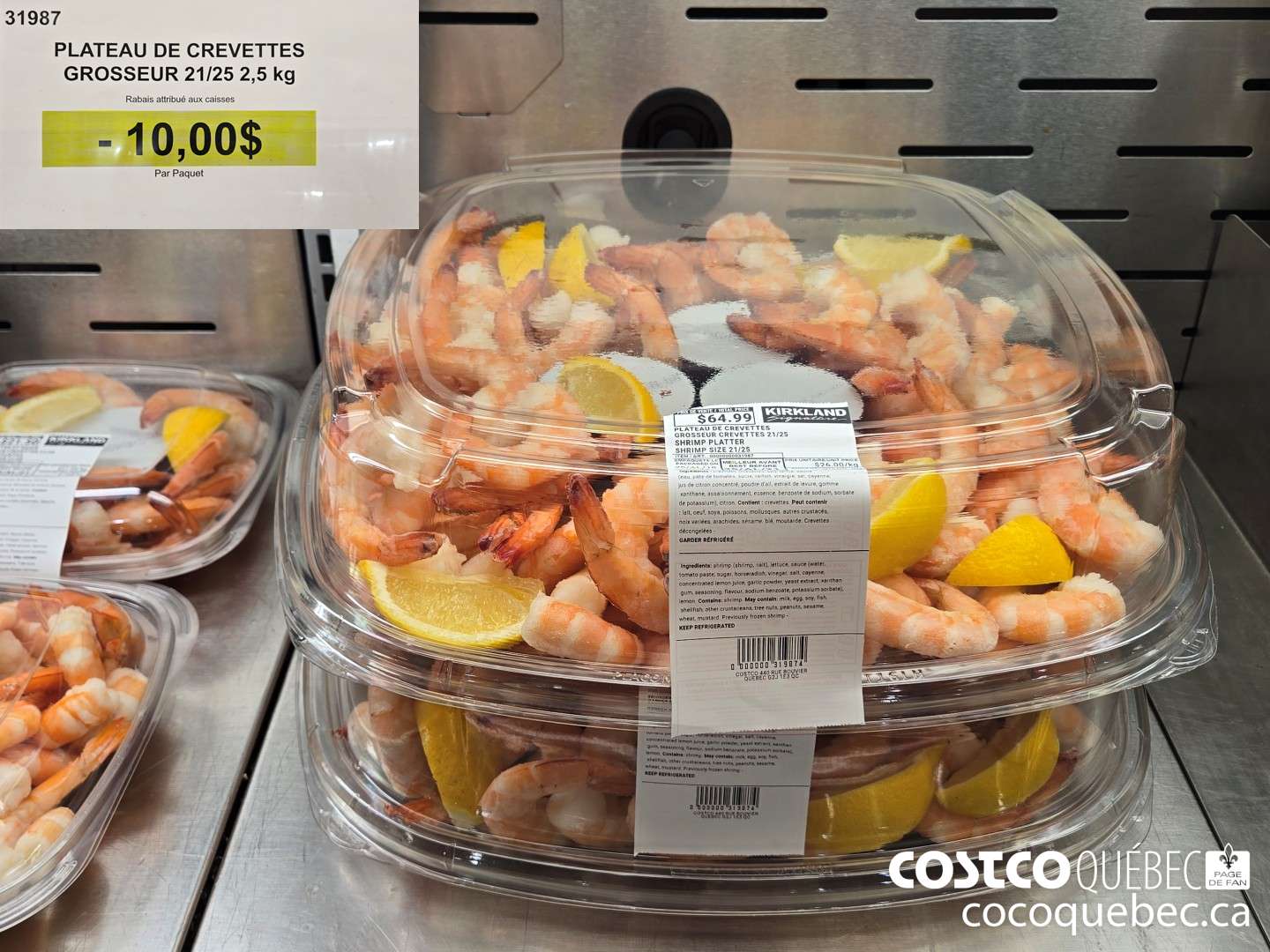 31987 PLATEAU DE CREVETTES GROSSEUR 21/25 2,5 kg  ($10.00 INSTANT SAVINGS)
