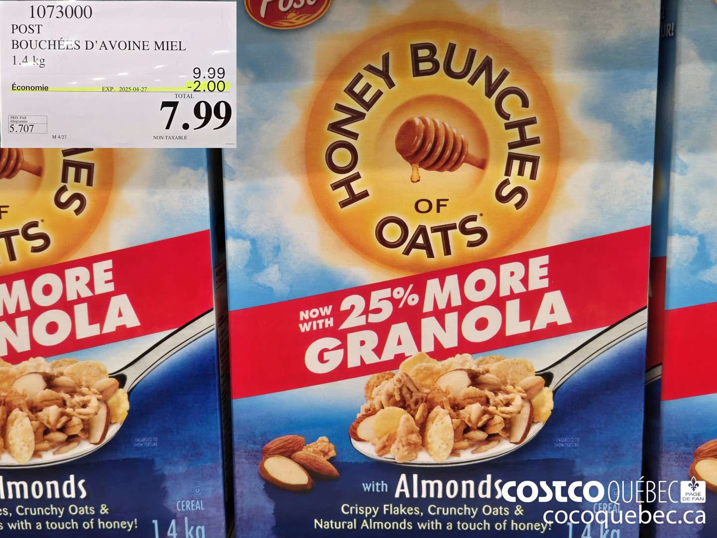 1073000 POST BOUCHEES D'AVOINE MIEL 1.4 kg  ($2.00 INSTANT SAVINGS EXPIRES ON 2025-04-27) $7.99