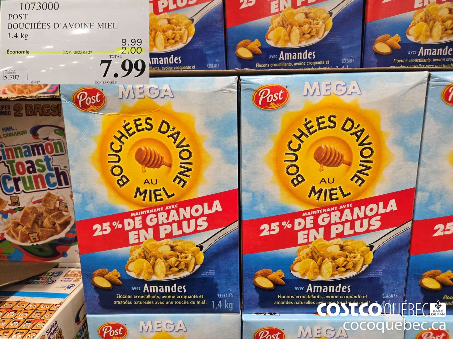 1073000 POST BOUCHEES D'AVOINE MIEL 1.4 kg  ($2.00 INSTANT SAVINGS EXPIRES ON 2025-04-27) $7.99