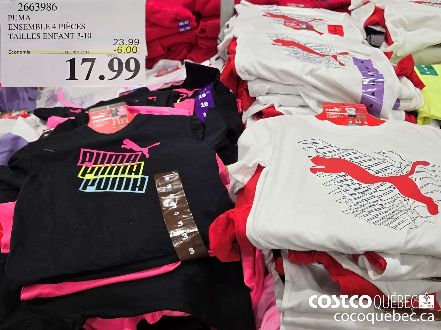 2663986 PUMA ENSEMBLE 4 PIECES TAILLES ENFANT 3-10  ($6.00 INSTANT SAVINGS EXPIRES ON 2025-05-11) $17.99