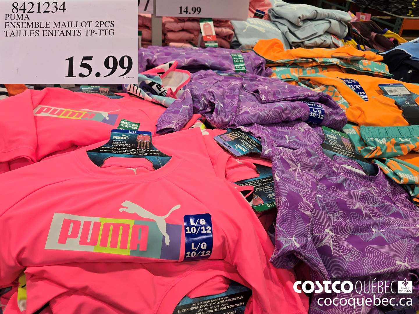 8421234 PUMA ENSEMBLE MAILLOT 2PCS TAILLES ENFANTS TP-TTG  $15.99