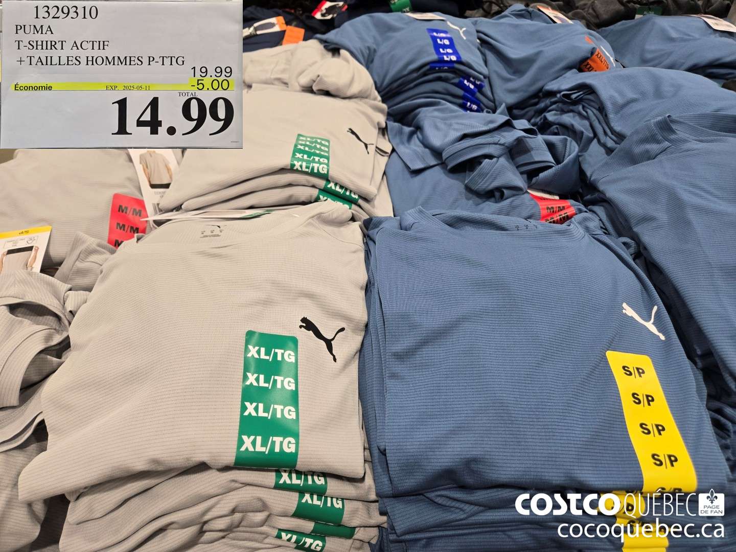 1329310 PUMA T-SHIRT ACTIF +TAILLES HOMMES P-TTG  ($5.00 INSTANT SAVINGS EXPIRES ON 2025-05-11) $14.99