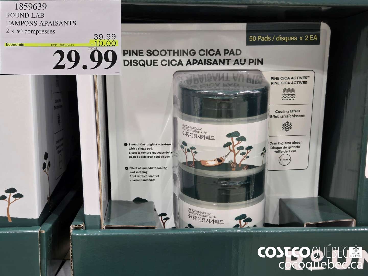 1859639 ROUND LAB TAMPONS APAISANTS 2 x 50 compresses  ($10.00 INSTANT SAVINGS EXPIRES ON 2025-04-13) $29.99