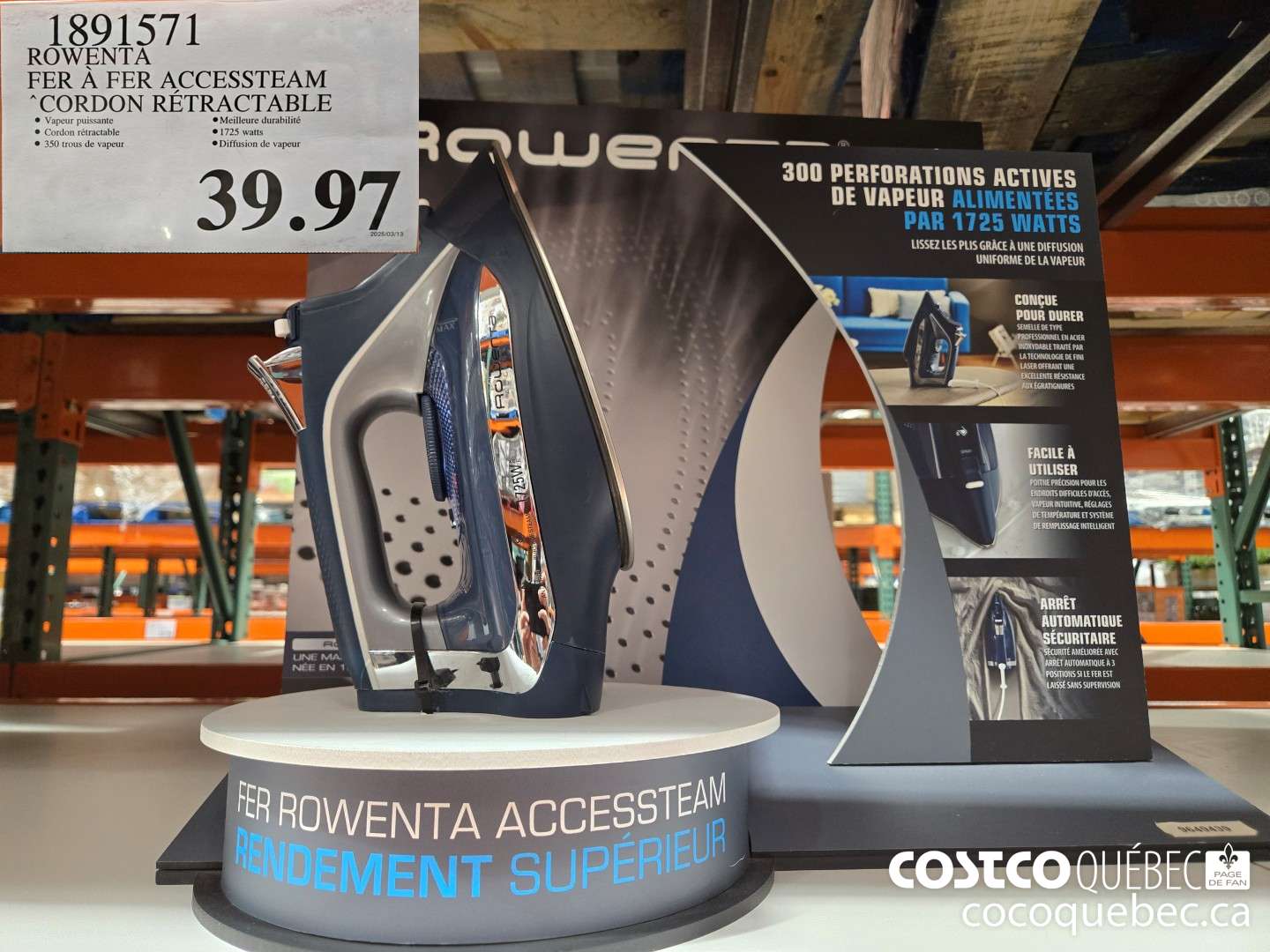 1891571 ROWENTA FER A FER ACCESSTEA CORDON RETRACTABLE  $39.97