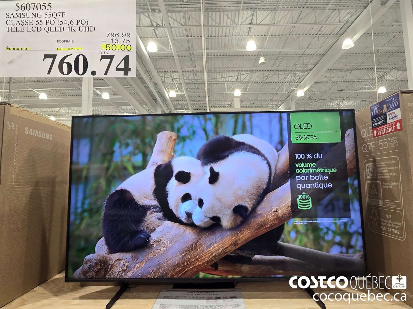 5607055 SAMSUNG 55Q7F CLASSE 55 PO (54,6 PO) TELE LCD QLED 4K UHD  ($50.00 INSTANT SAVINGS EXPIRES ON 2025-05-11) $760.74