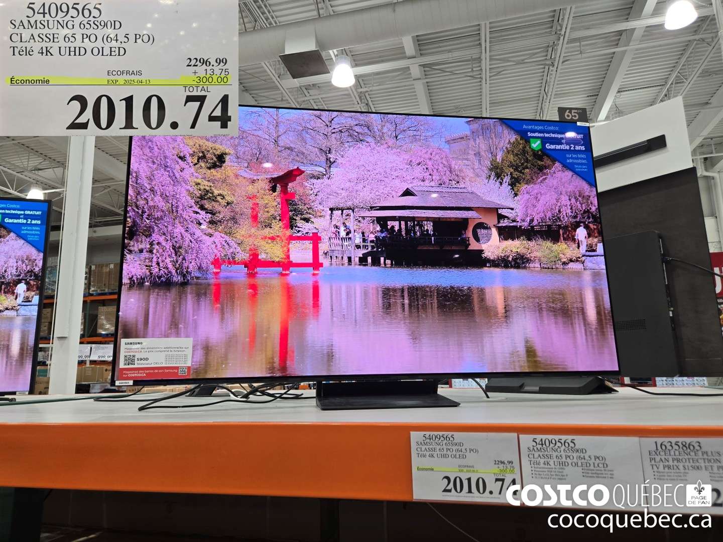 5409565 SAMSUNG 65S90D CLASSE 65 PO (64,5 PO) Tele 4K UHD OLED  ($300.00 INSTANT SAVINGS EXPIRES ON 2025-04-13) $2010.74