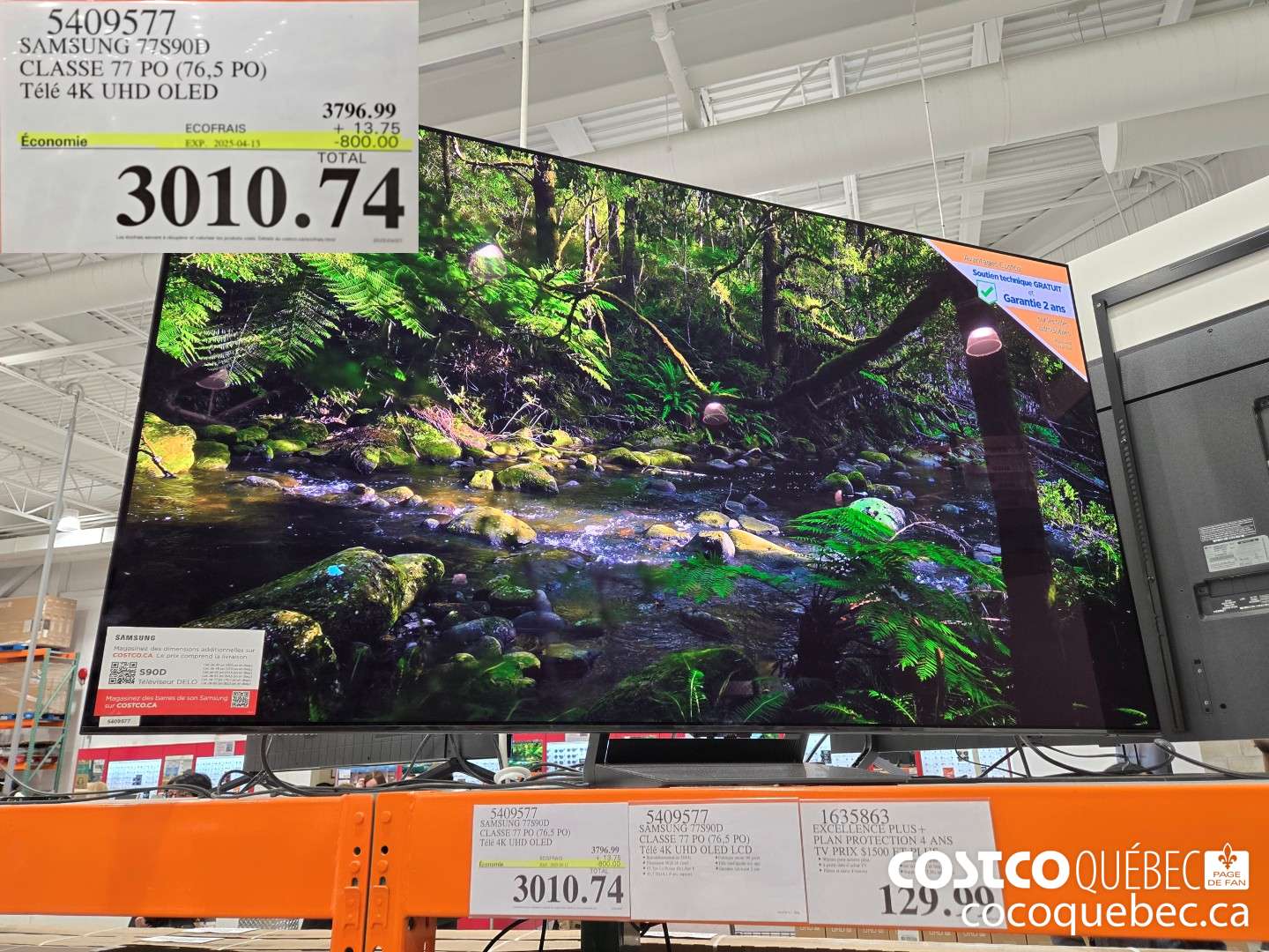 5409577 SAMSUNG 77S90D CLASSE 77 PO (76,5 PO) Tele 4K UHD OLED LCD  ($800.00 INSTANT SAVINGS EXPIRES ON 2025-04-13) $3701.75