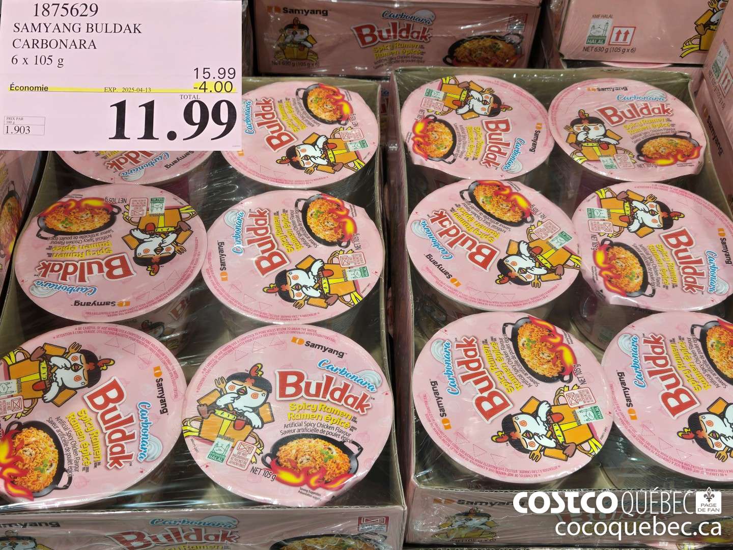 1875629 SAMYANG BULDAK | CARBONARA 6 x 105 g  ($4.00 INSTANT SAVINGS EXPIRES ON 2025-04-13) $11.99