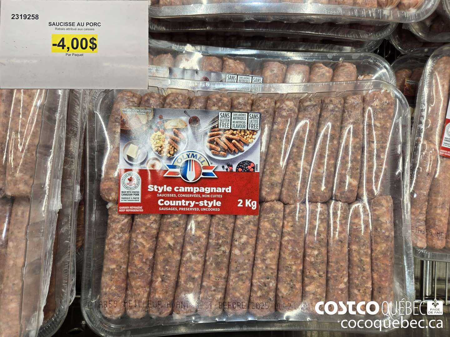 2319258 SAUCISSE AU PORC  ($4.00 INSTANT SAVINGS)