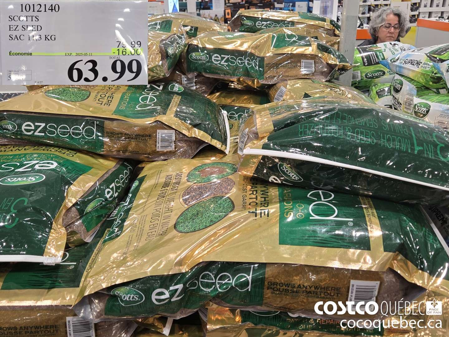 1012140 SCOTTS EZ SEED SAC 11,3 KG ($16.00 INSTANT SAVINGS EXPIRES ON 2025-05-11) $63.99
