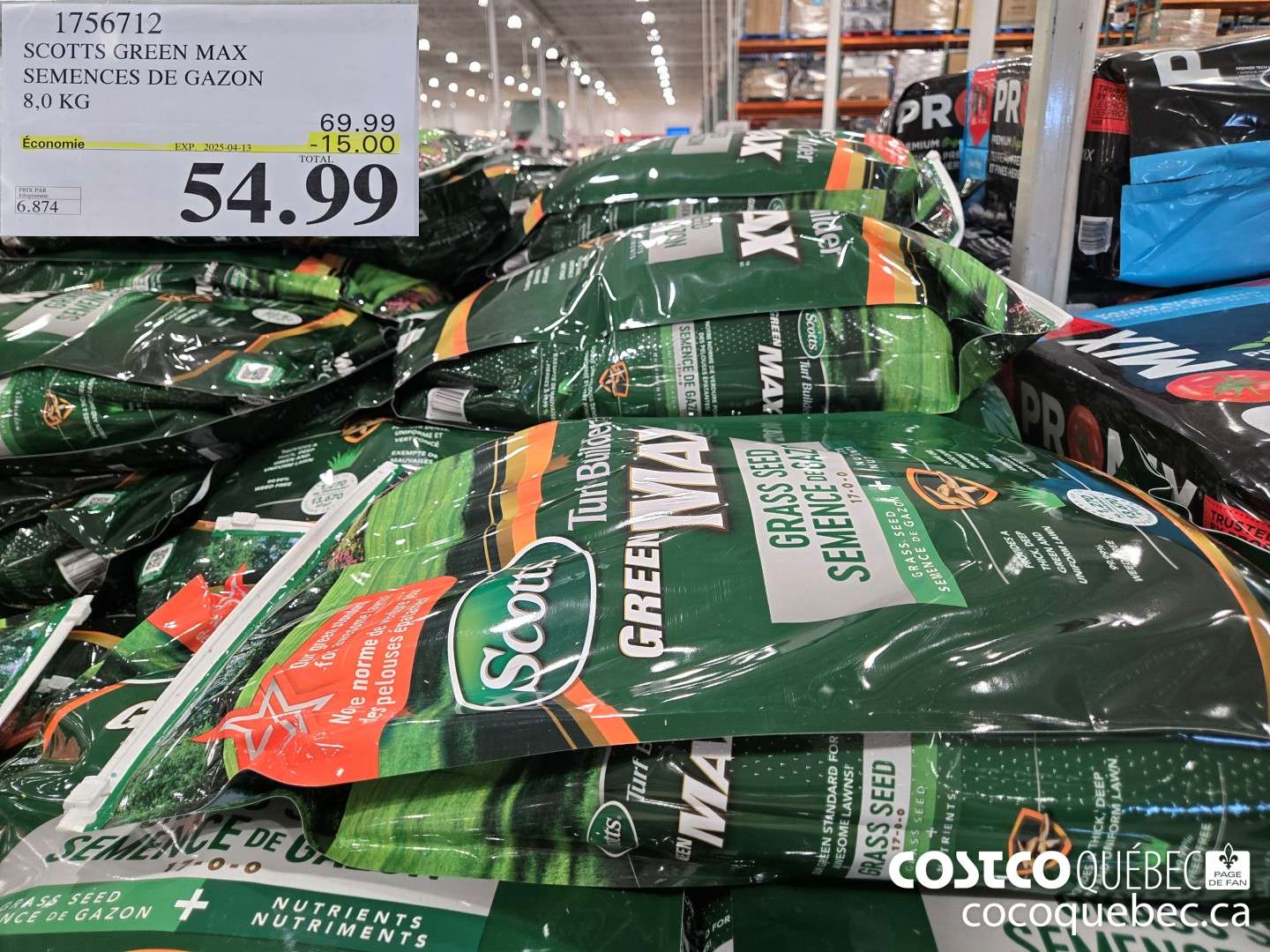 1756712 SCOTTS GREEN MAX SEMENCES DE GAZON 8,0 KG  ($15.00 INSTANT SAVINGS EXPIRES ON 2025-04-13) $54.99