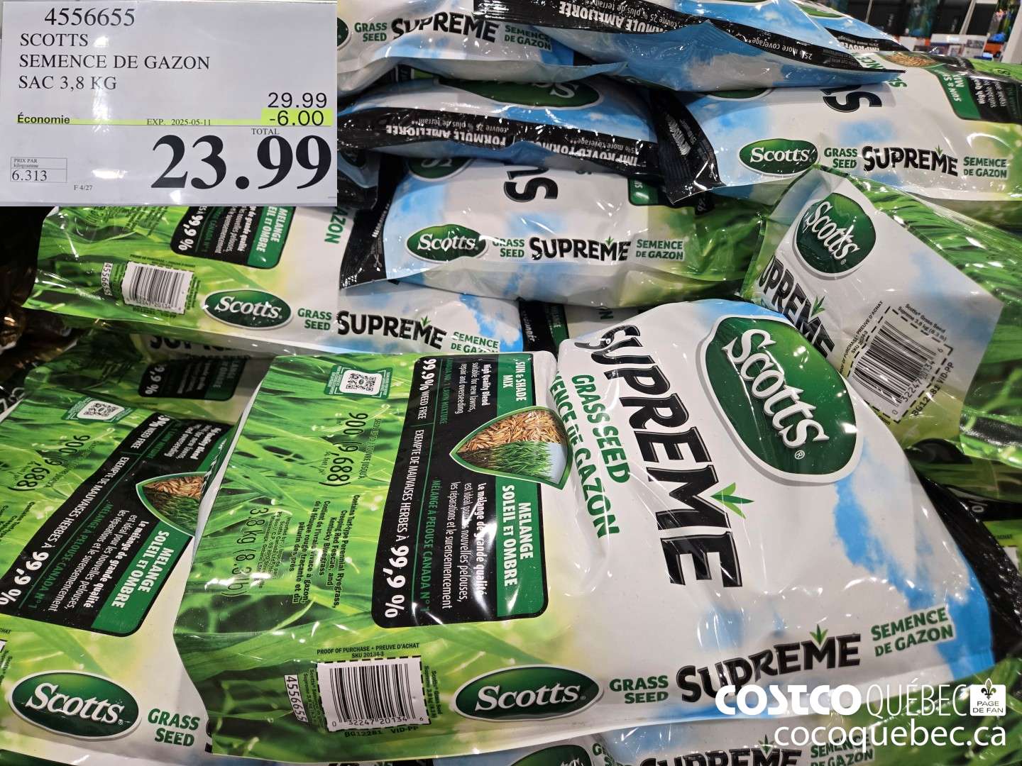 4556655 SCOTTS SEMENCE DE GAZON SAC 3,8 KG  ($6.00 INSTANT SAVINGS EXPIRES ON 2025-05-11) $23.99