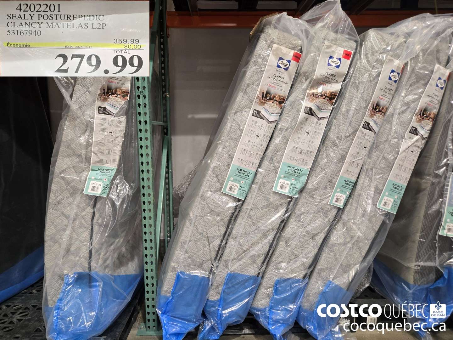 4202201 SEALY POSTUREPEDIC CLANCY MATELAS L2P 53167940  ($80.00 INSTANT SAVINGS EXPIRES ON 2025-05-11) $279.99