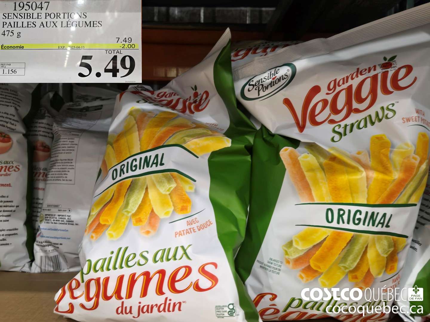 195047 SENSIBLE PORTIONS PAILLES AUX LEGUMES 475 g ($2.00 INSTANT SAVINGS EXPIRES ON 2025-04-13) $5.49