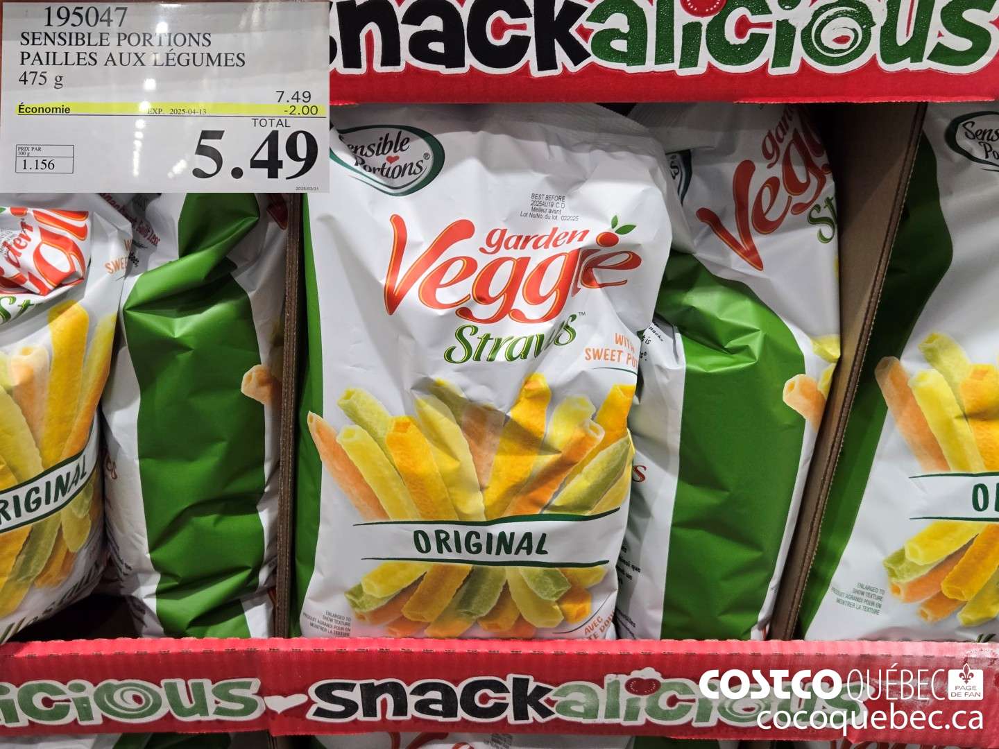 195047 SENSIBLE PORTIONS PAILLES AUX LEGUMES 475 g ($2.00 INSTANT SAVINGS EXPIRES ON 2025-04-13) $5.49