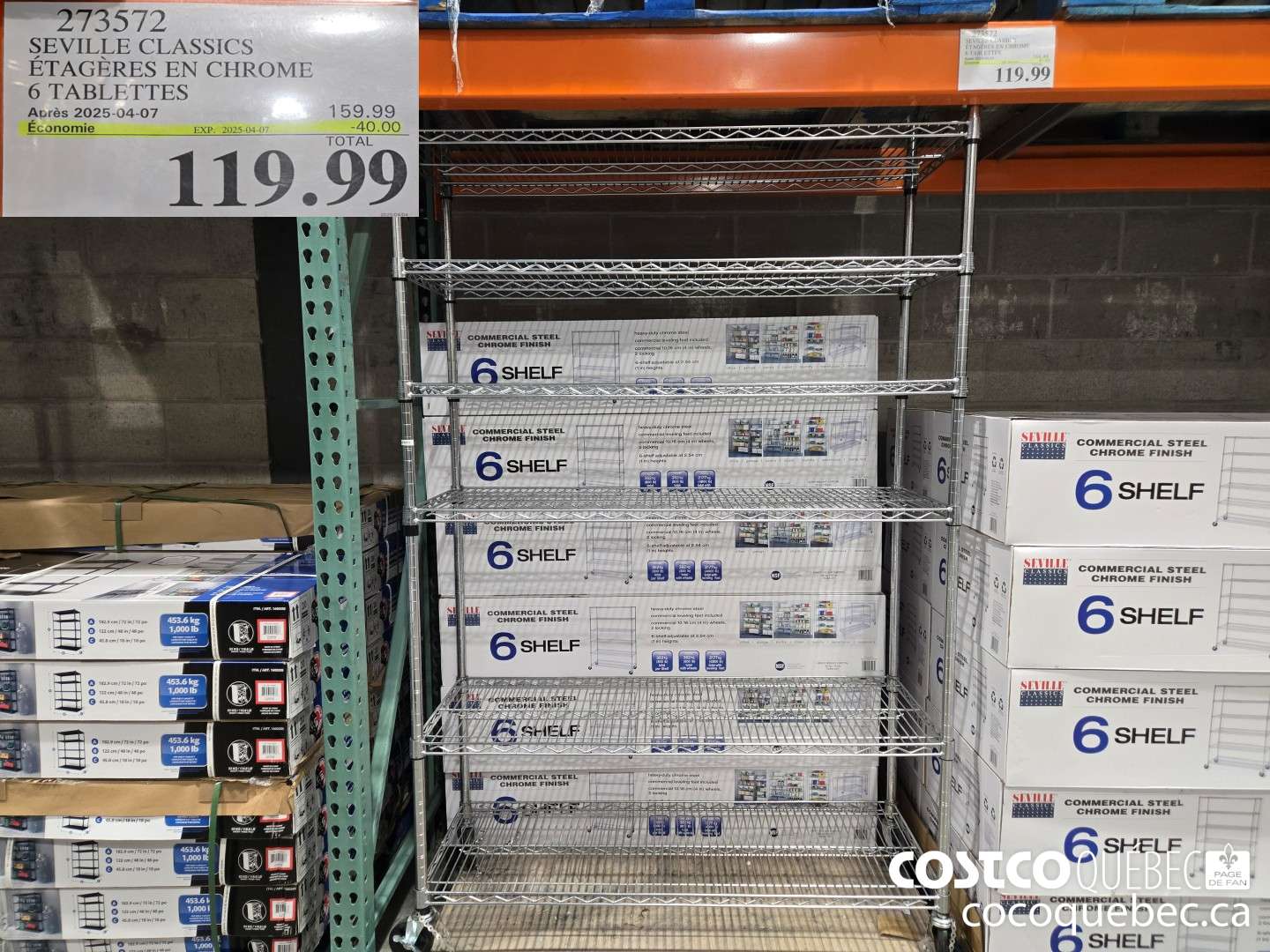273572 SEVILLE CLASSICS ETAGERES EN CHROME 6 TABLETTES  ($30.00 INSTANT SAVINGS EXPIRES ON 2025-04-07) $119.99