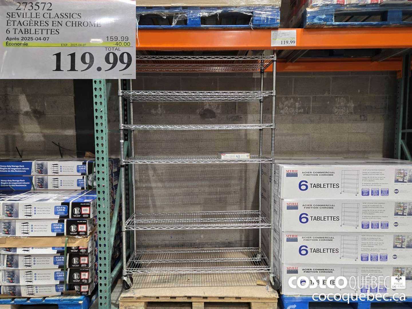 273572 SEVILLE CLASSICS ETAGERES EN CHROME 6 TABLETTES  ($30.00 INSTANT SAVINGS EXPIRES ON 2025-04-07) $119.99