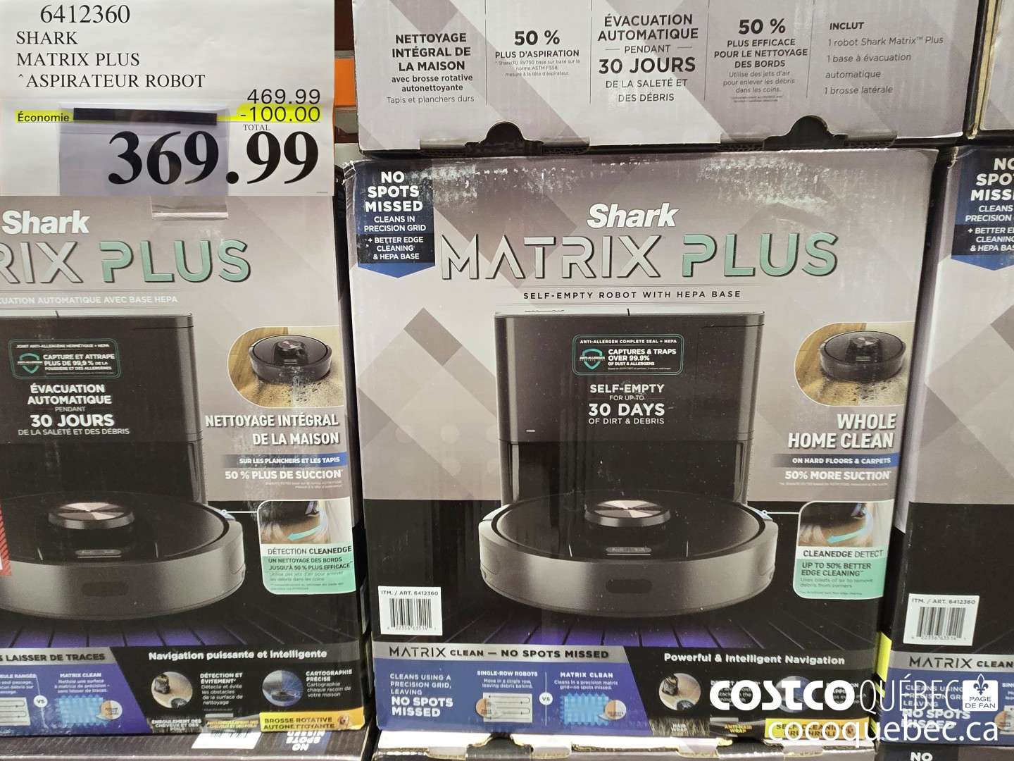 6412360 SHARK MATRIX PRO ASPIRATEUR ROBOT AVEC “BASE AUTO-VIDE  ($100.00 INSTANT SAVINGS EXPIRES ON 2025-04-16) $369.99