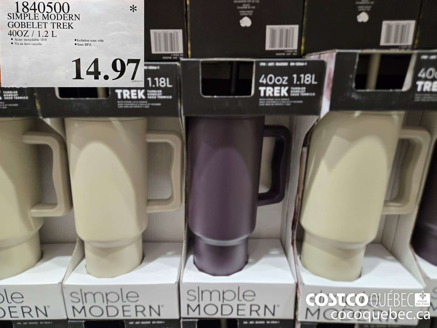 1840500 SIMPLE MODERN GOBELET TREK 40 OZ /1.2 L  $14.97