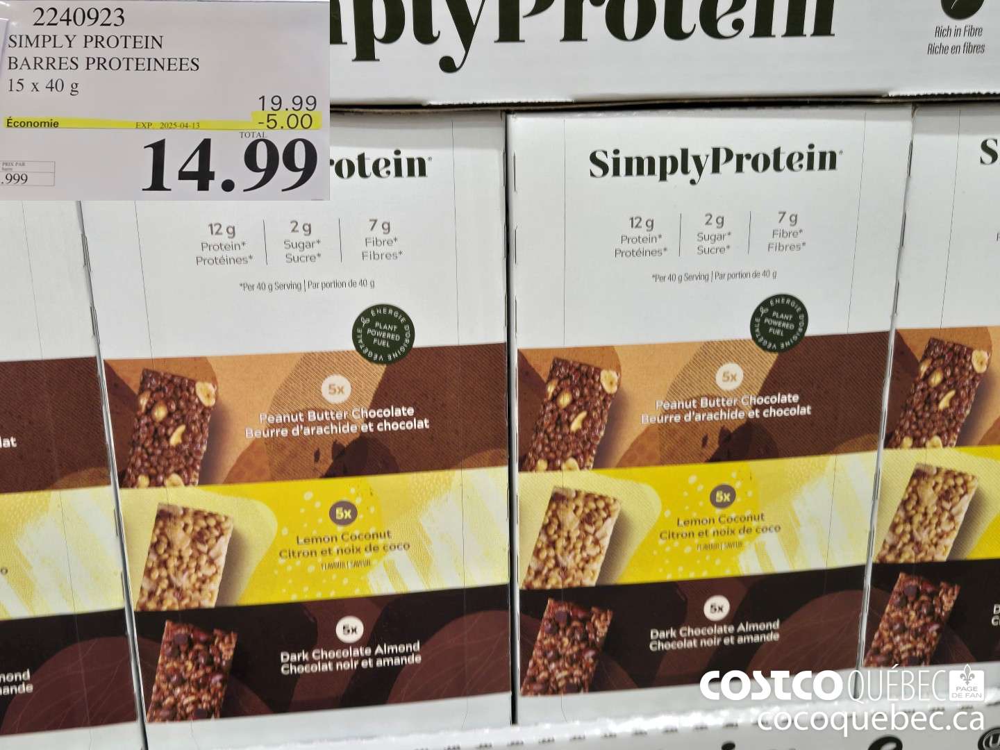 2240923 SIMPLY PROTEIN BARRES PROTEINEES ($5.00 INSTANT SAVINGS EXPIRES ON 2025-04-13) $14.99
