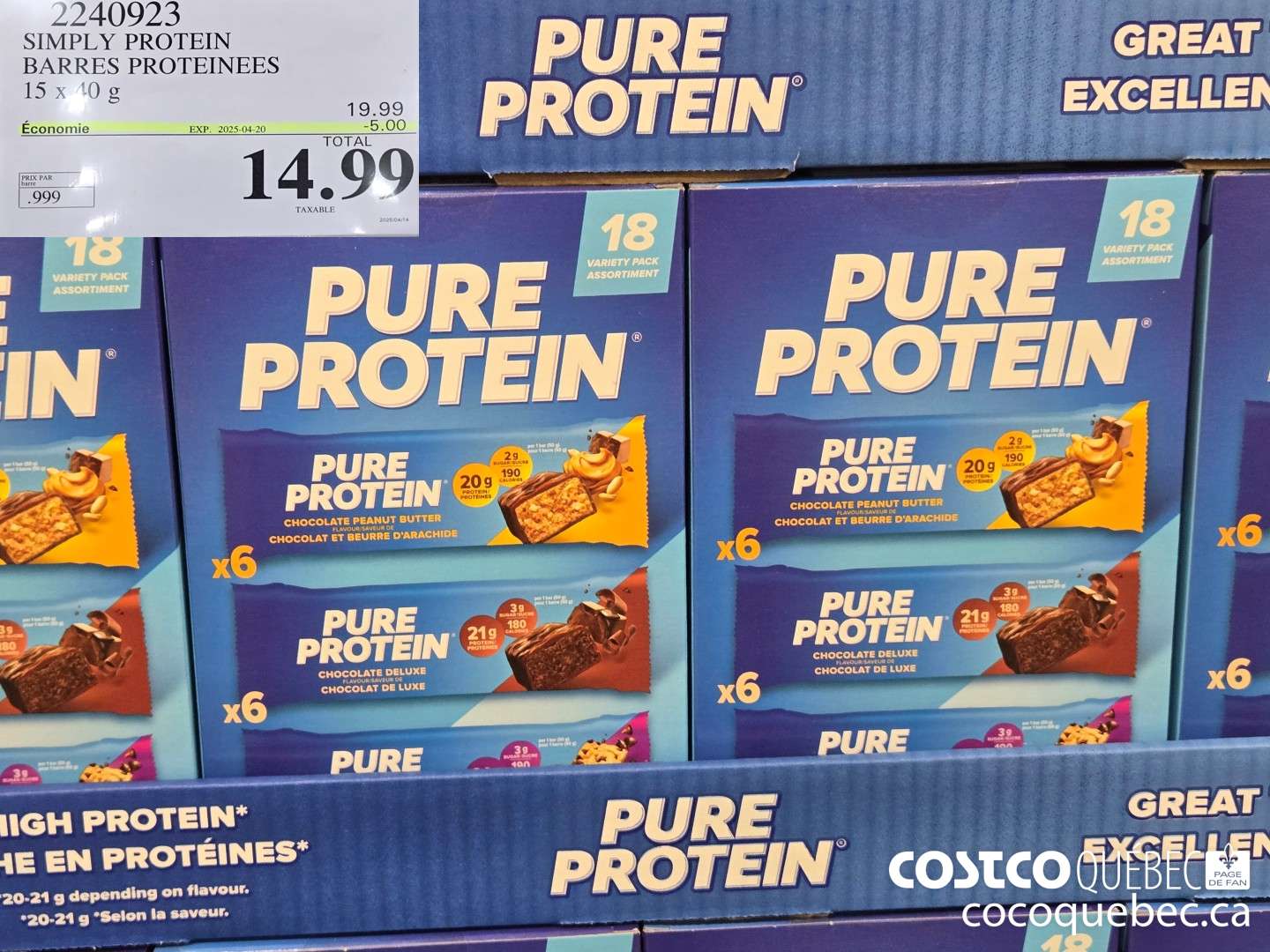 2240923 SIMPLY PROTEIN BARRES PROTEINEES ($5.00 INSTANT SAVINGS EXPIRES ON 2025-04-20) $14.99