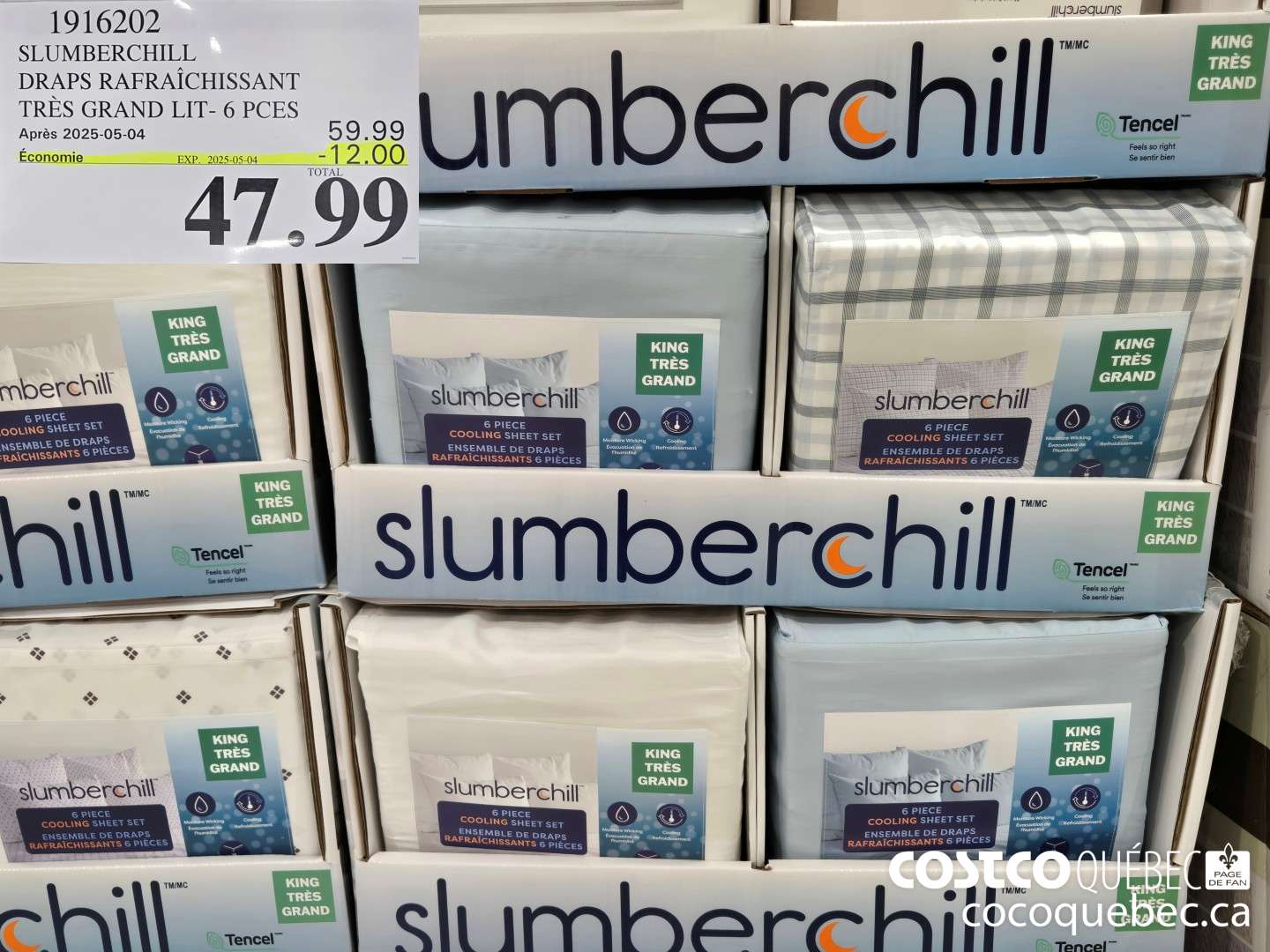 1916202 SLUMBERCHILL DRAPS RAFRAICHISSANT TRES GRAND LIT- 6 PCES  ($12.00 INSTANT SAVINGS EXPIRES ON 2025-05-04) $47.99