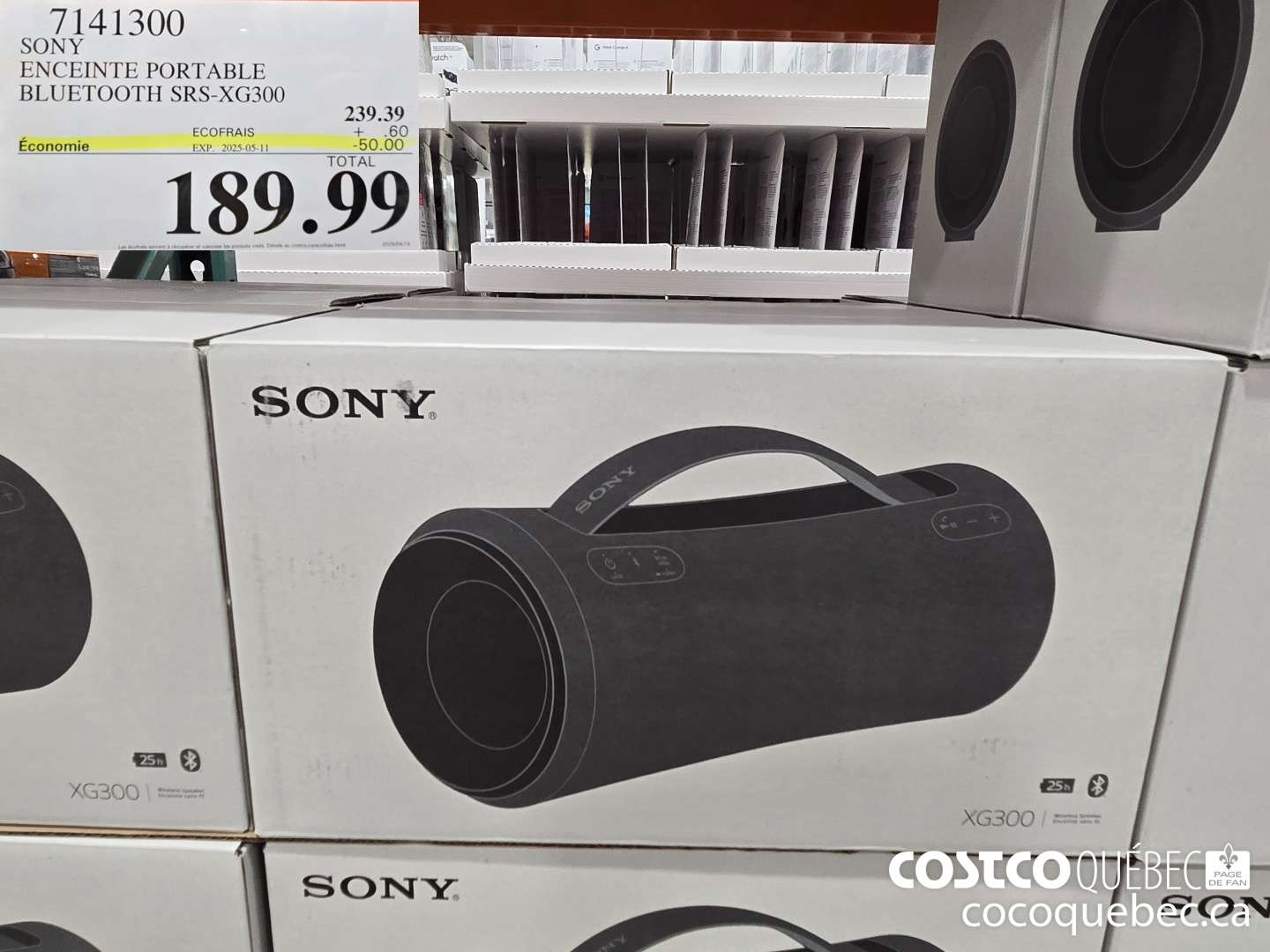 7141300 SONY ENCEINTE PORTABLE BLUETOOTH SRS-XG300  ($50.00 INSTANT SAVINGS EXPIRES ON 2025-05-11) $189.99