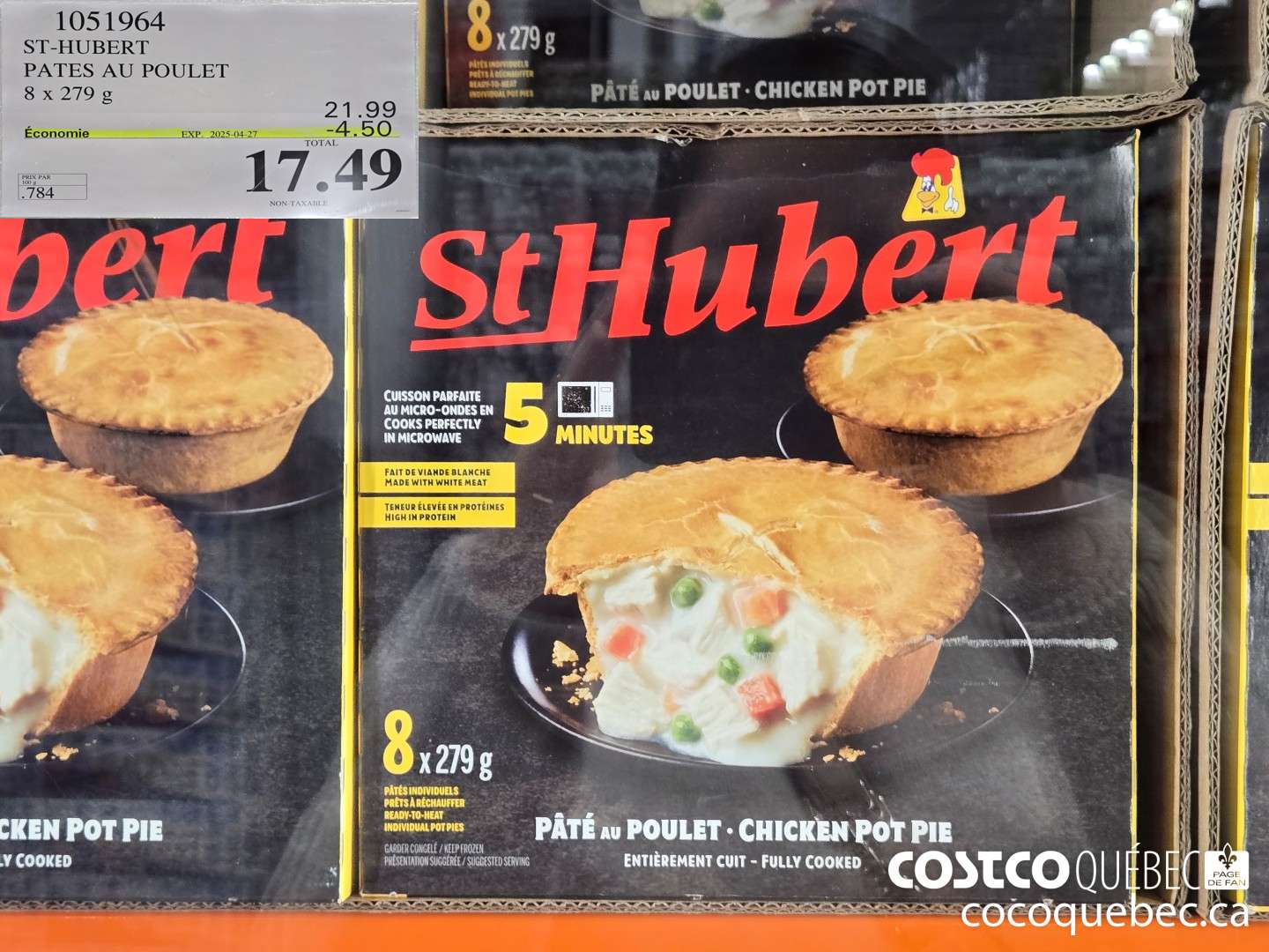 1051964 ST HUBERT PATES AU POULET  ($4.50 INSTANT SAVINGS EXPIRES ON 2025-04-27) $17.49