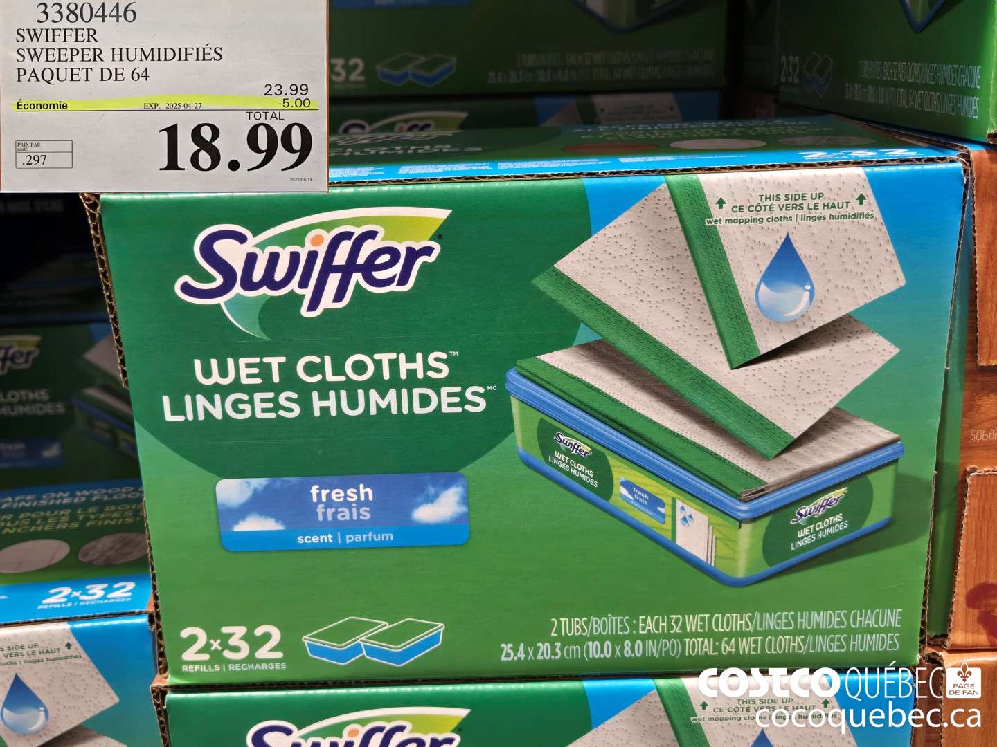 3380446 SWIFFER SWEEPER HUMIDIFIES PAQUET DE 64 ($5.00 INSTANT SAVINGS EXPIRES ON 2025-04-27) $18.99