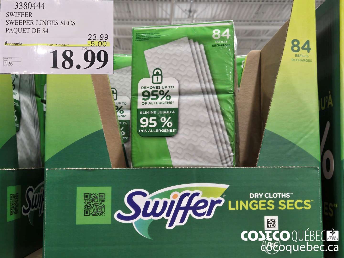 3380444 SWIFFER SWEEPER LINGES SECS PAQUET DE 84 ($5.00 INSTANT SAVINGS EXPIRES ON 2025-04-27) $18.99