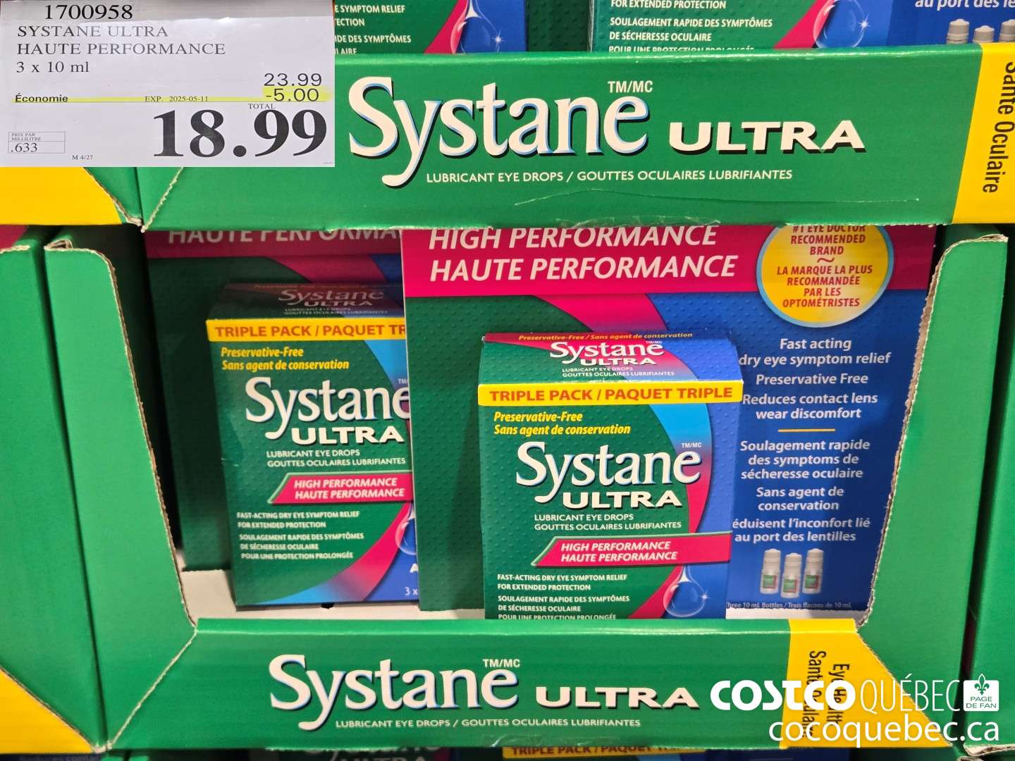1700958 SYSTANE ULTRA SANS AGENT CONSER. 3 X 10 ML  ($5.00 INSTANT SAVINGS EXPIRES ON 2025-05-11) $18.99