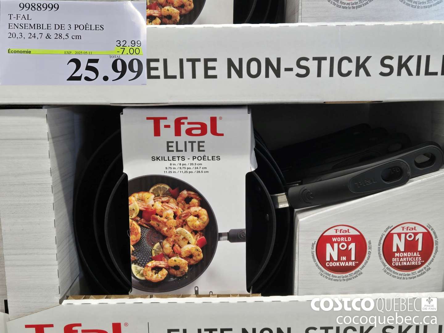 9988999 T-FAL ENSEMBLE DE 3 POELES 20,3, 24,7 & 28.5 cm  ($7.00 INSTANT SAVINGS EXPIRES ON 2025-05-11) $25.99