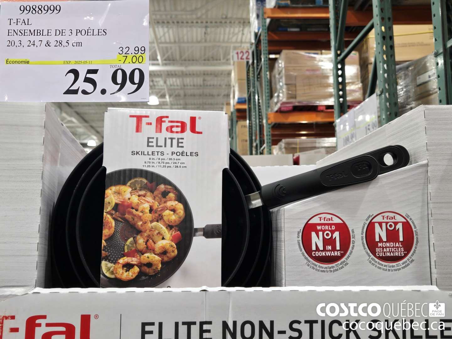 9988999 T-FAL ENSEMBLE DE 3 POELES 20,3, 24,7 & 28.5 cm  ($7.00 INSTANT SAVINGS EXPIRES ON 2025-05-11) $25.99