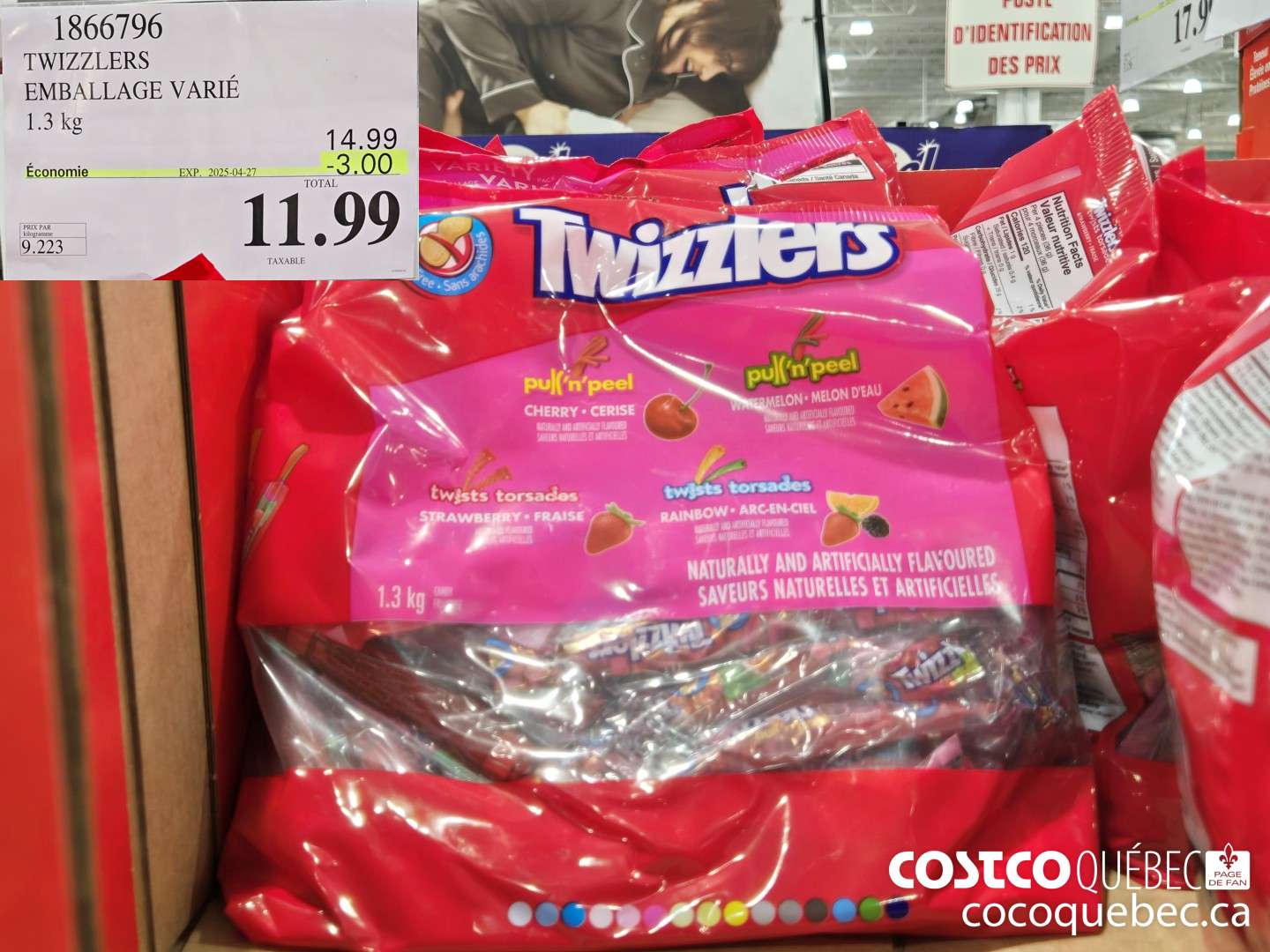 1866796 TWIZZLERS EMBALLAGE VARIE 1.3 kg  ($3.00 INSTANT SAVINGS EXPIRES ON 2025-04-27) $11.99