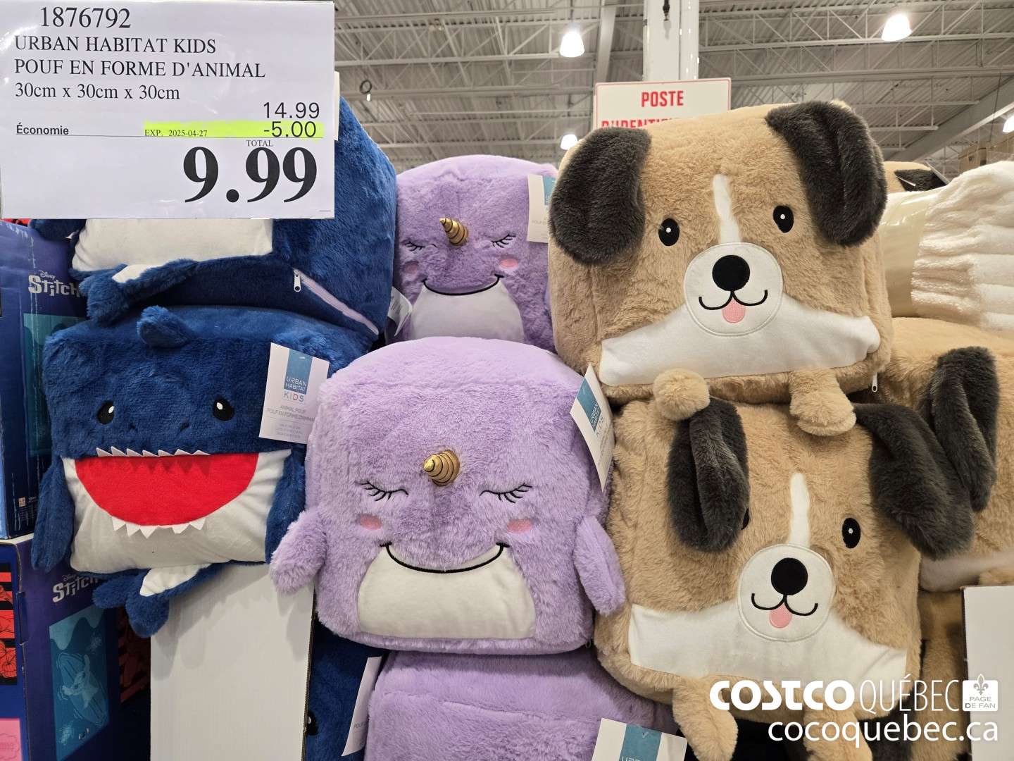 1876792 URBAN HABITAT KIDS POUF EN FORME D'ANIMAL 30cm x 30cm x 30cm  ($5.00 INSTANT SAVINGS EXPIRES ON 2025-04-27) $9.99