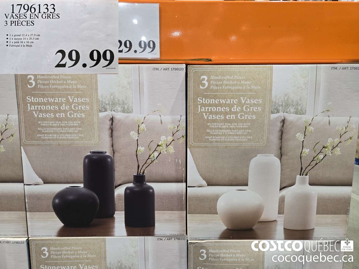 1796133 VASES EN GRES 3 PIECES  $29.99