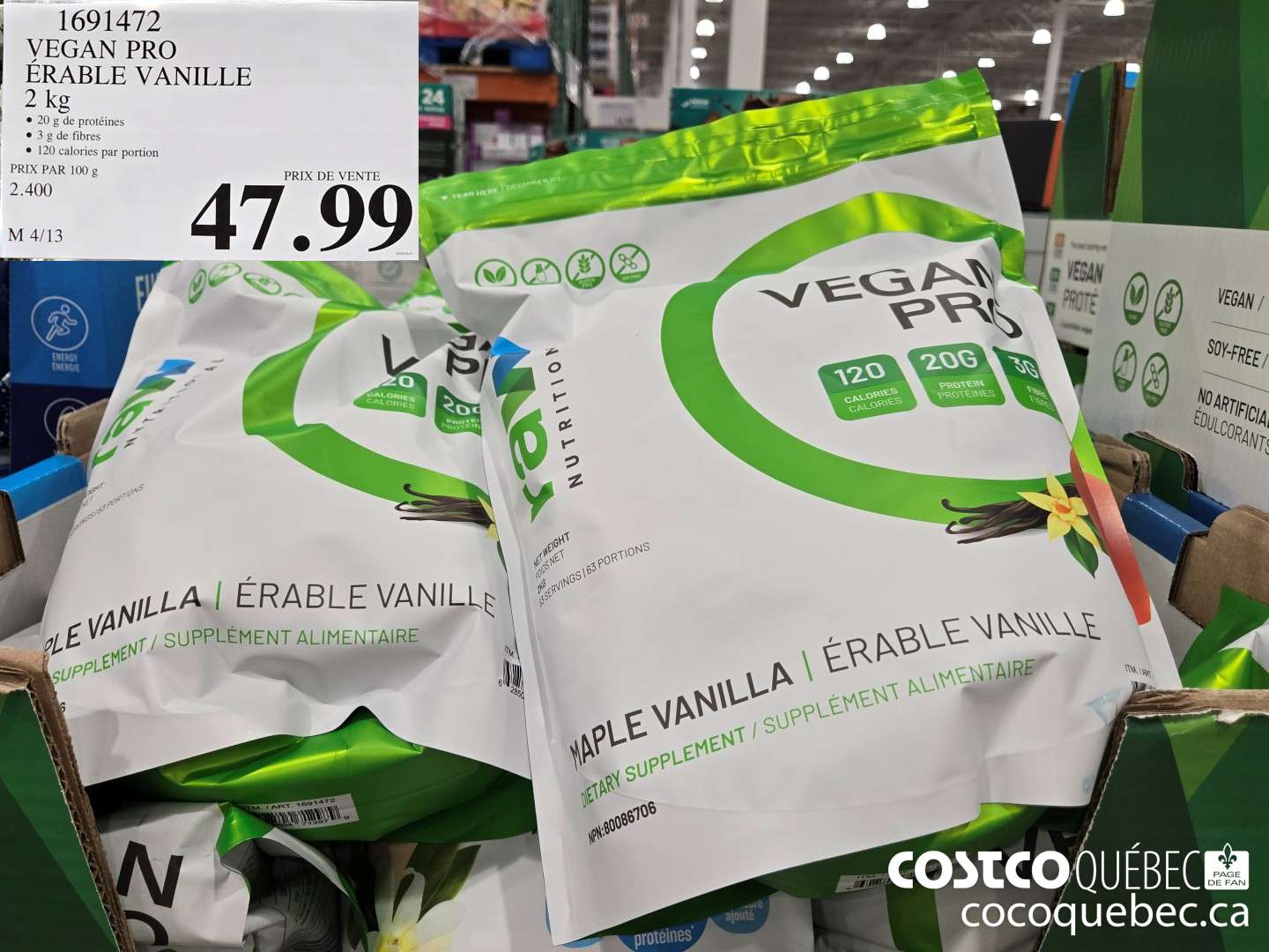 1691472 VEGAN PRO ERABLE VANILLE 2KG  $47.99