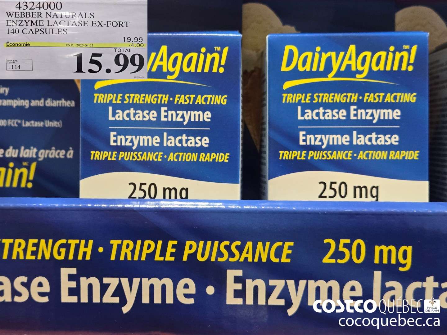 4324000 WEBBER NATURALS ENZYME LACTASE EX-FORT 140 CAPSULES ($5.00 INSTANT SAVINGS EXPIRES ON 2025-04-13) $15.99