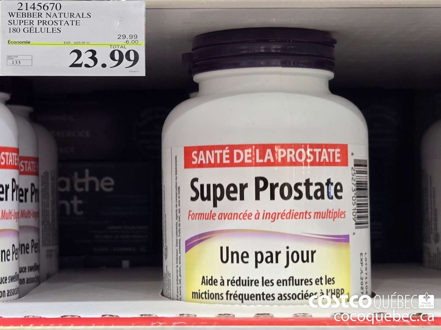 2145670 WEBBER NATURALS SUPER PROSTATE 180 GELULES  ($6.00 INSTANT SAVINGS EXPIRES ON 2025-05-11) $23.99