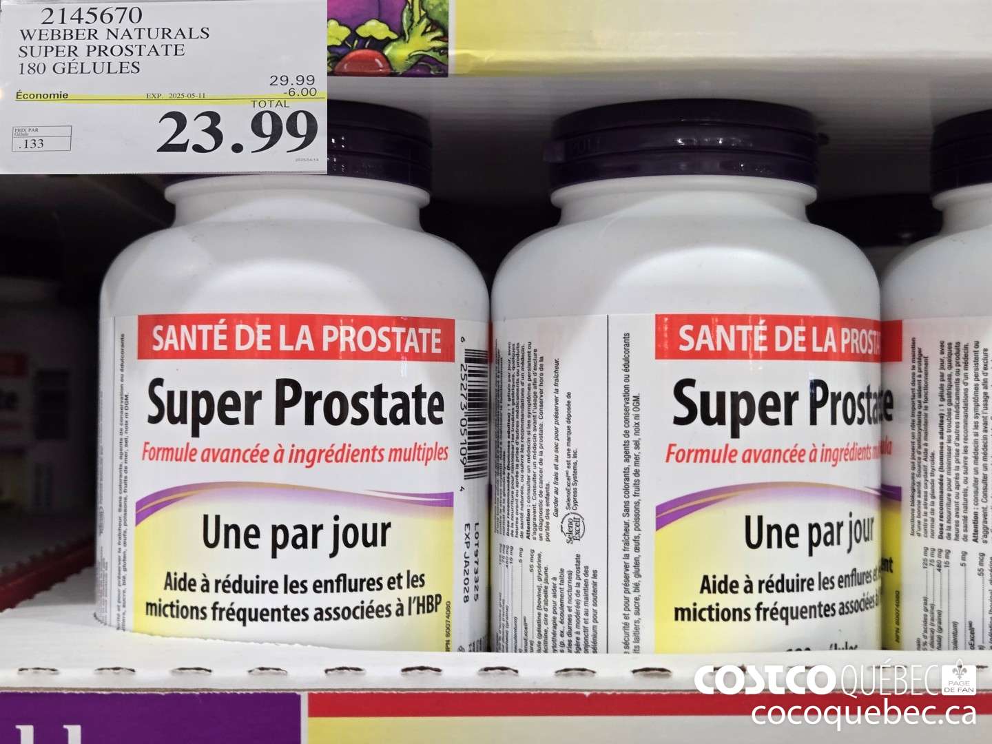 2145670 WEBBER NATURALS SUPER PROSTATE 180 GELULES  ($6.00 INSTANT SAVINGS EXPIRES ON 2025-05-11) $23.99