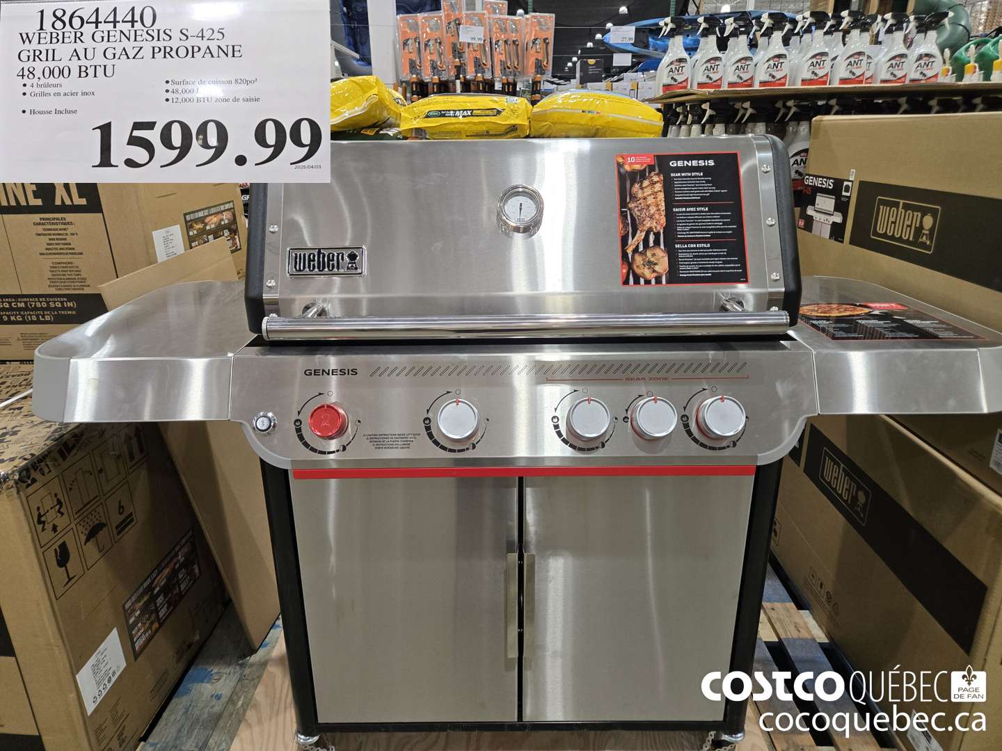 1864440 WEBER GENESIS S-425 GRIL AU GAZ PROPANE  $1599.99